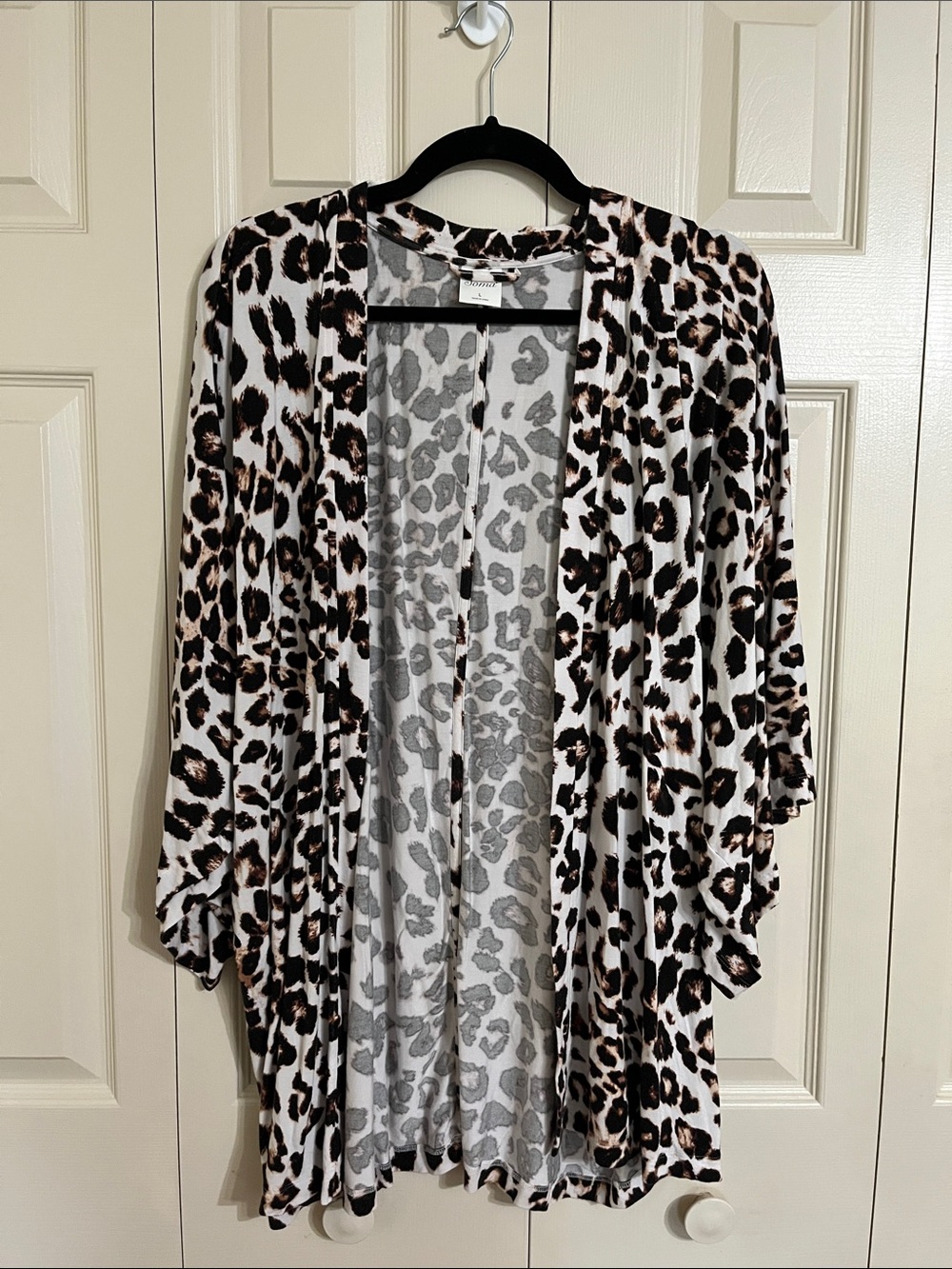 Soma Leopard Print Open-Front Kimono - White, Brown & Black